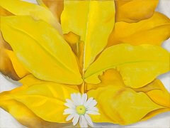 Yellow Hickory Leaves with Daisy by Georgia O'Keeffe